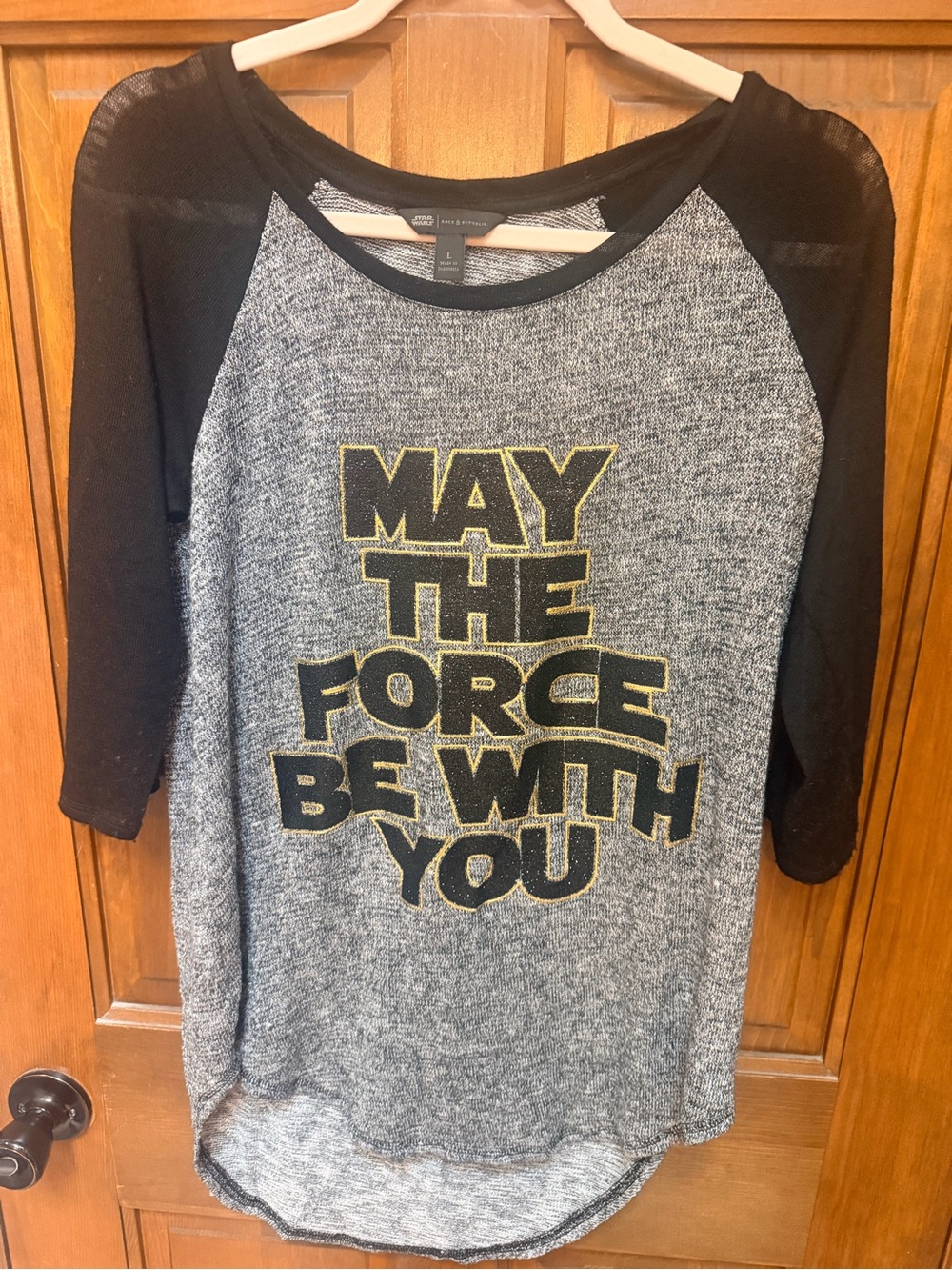 Rock & Republic Black and Heather Gray Star Wars Graphic Top